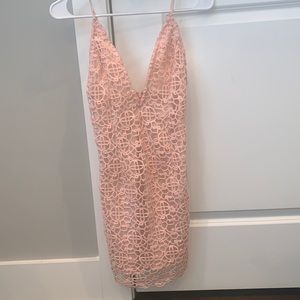 Pink deep plunge mini dress